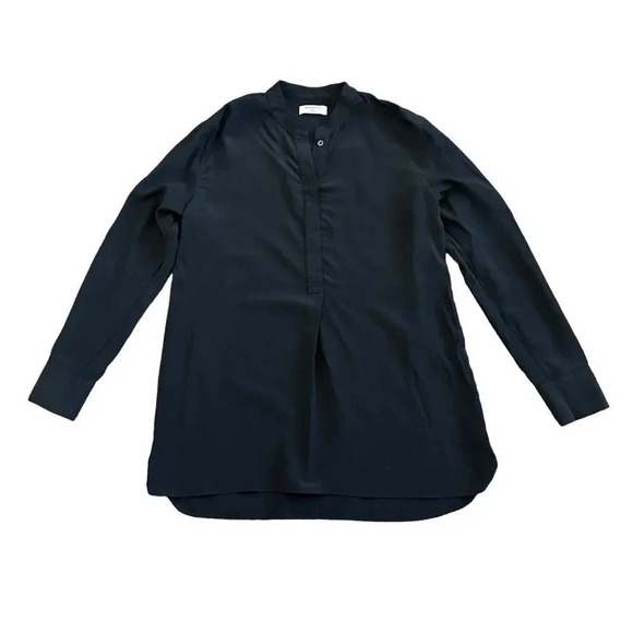 Babaton Tops - Babaton Aritzia 100% Silk Blouse Black Henley Flowy Wide Fit Small Women's